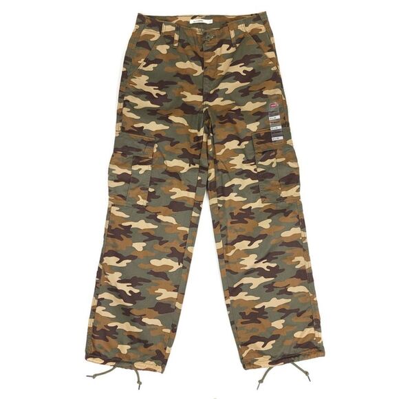 LEVIS 94 Baggy Cargo Straight Leg Military Parachute Pant Green Camo Army 27x30 - Picture 1 of 9